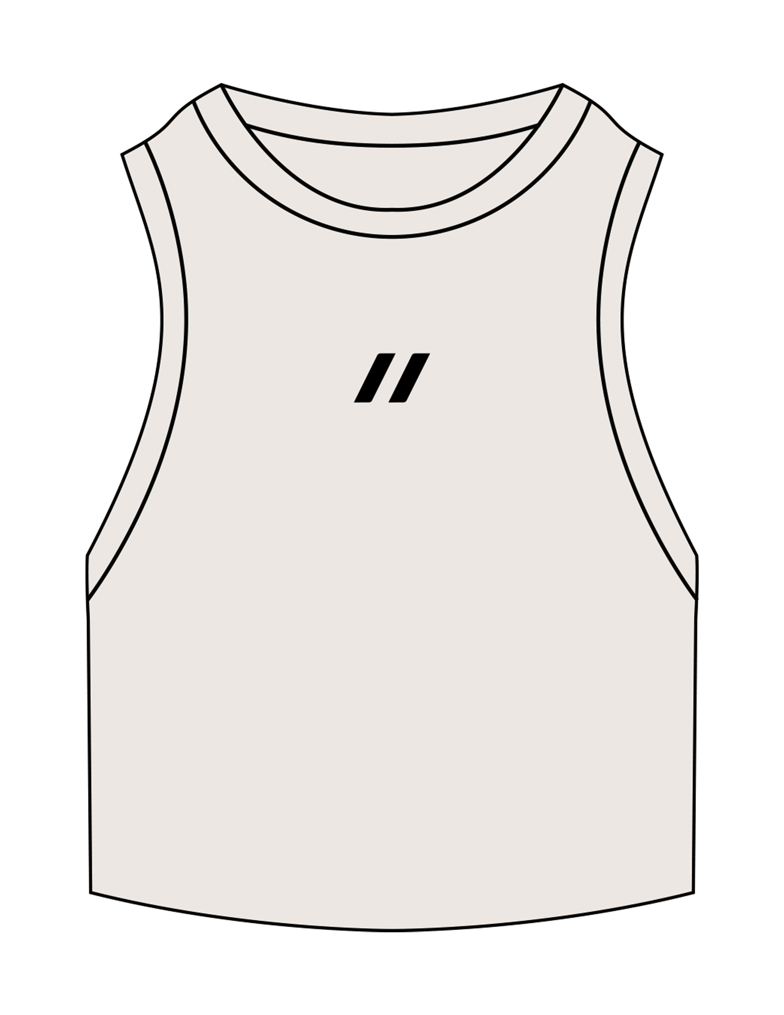 The Ribbed Crop Tank - Bone - HUSTL Athletic Club - Chest Icon - Embroidered - Black