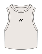 The Ribbed Crop Tank - Bone - HUSTL Athletic Club - Chest Icon - Embroidered - Black