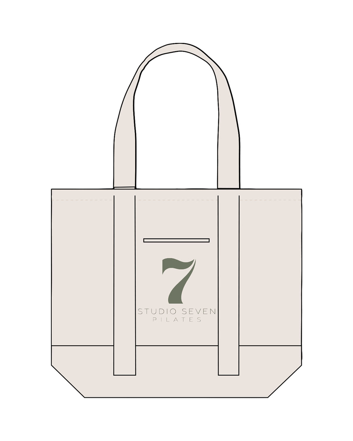 The Contrast Tote Bag - Natural / Natural - STUDIO 7 - Center Body Stacked - Printed - Sage
