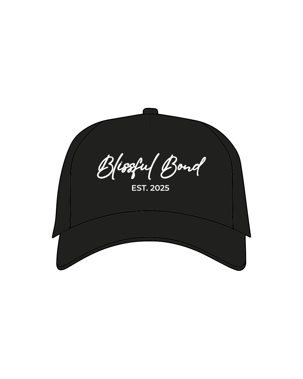 The Canvas Cap - Black - Blissful Bond - Center Crown - "EST 2025" - Printed - White