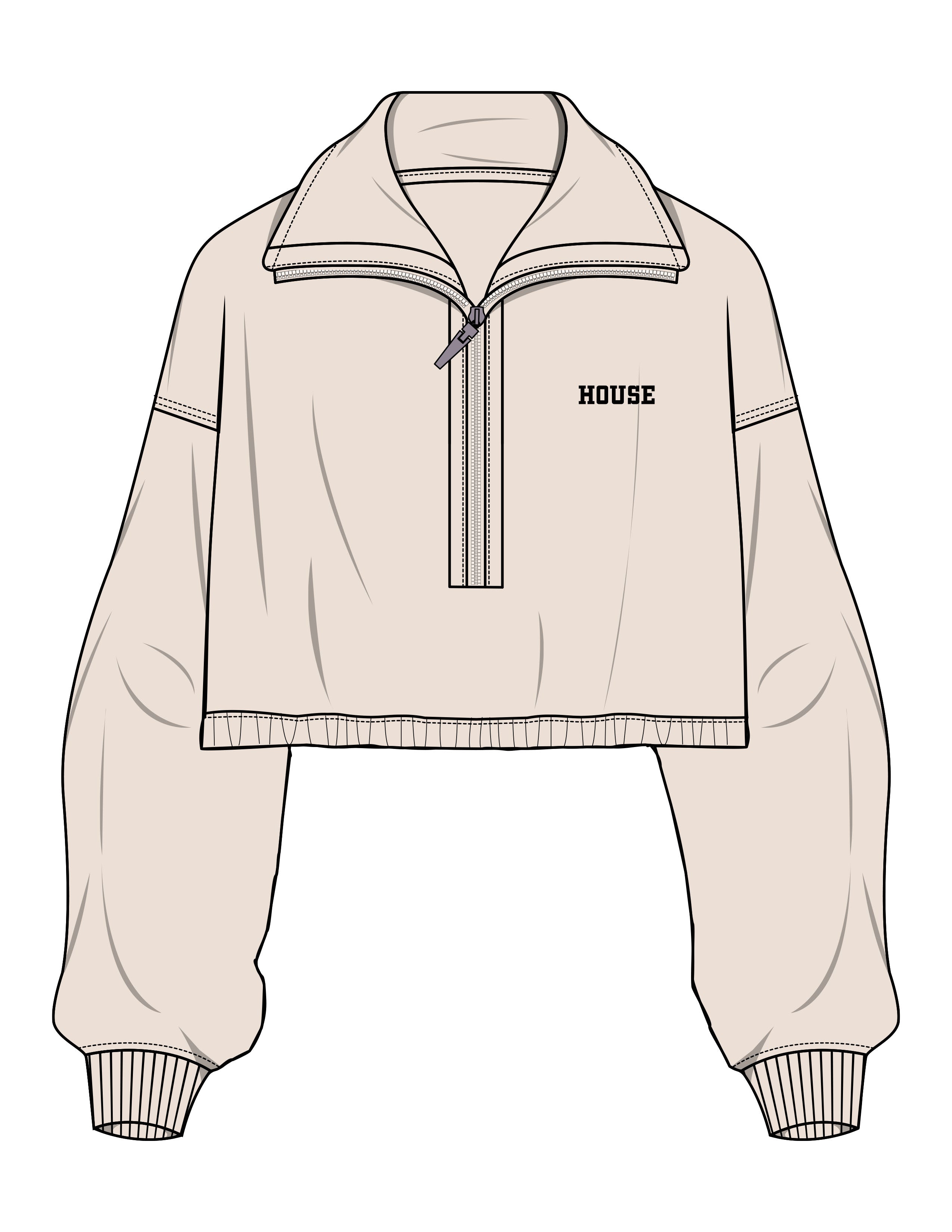 The Suede 1/2 Zip - Latte - Lagree House - Left Chest - Embroidered - Black