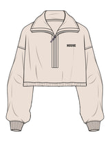 The Suede 1/2 Zip - Latte - Lagree House - Left Chest - Embroidered - Black