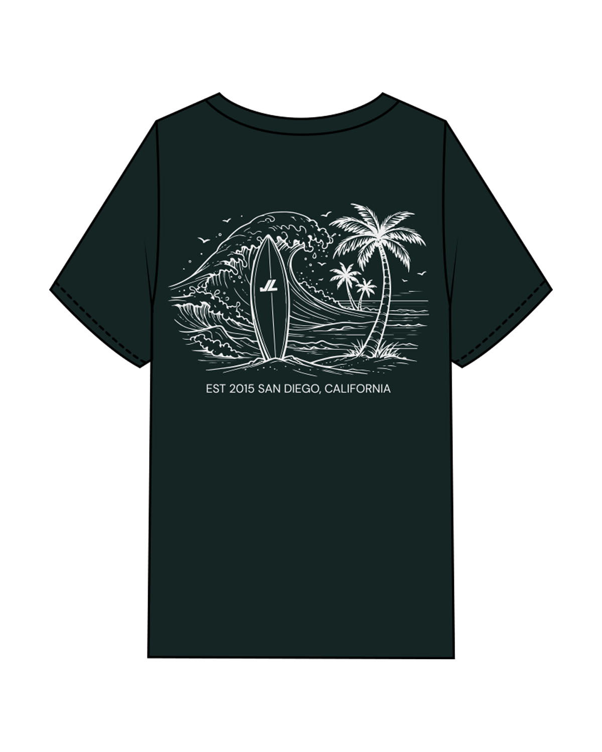 The Mens Heavyweight Tee - Pine Green - JL Marketing - Left Chest & Back Image - Printed - Off White