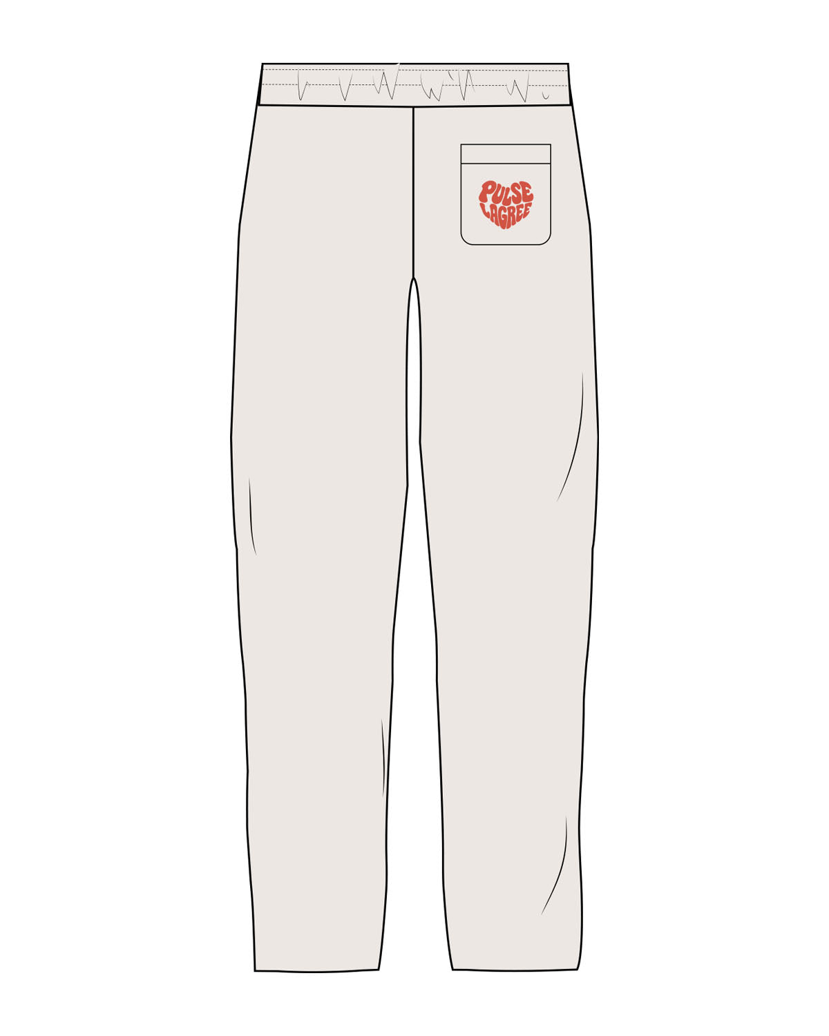 The Mens Straight Leg Sweatpants - Bone - Pulse Lagree Fitness - Back Pocket - Printed - Red Orange