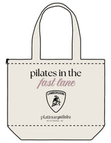 The Zipper Tote Bag - Natural - Platinum Pilates - Front Full Body - Printed - Full Color