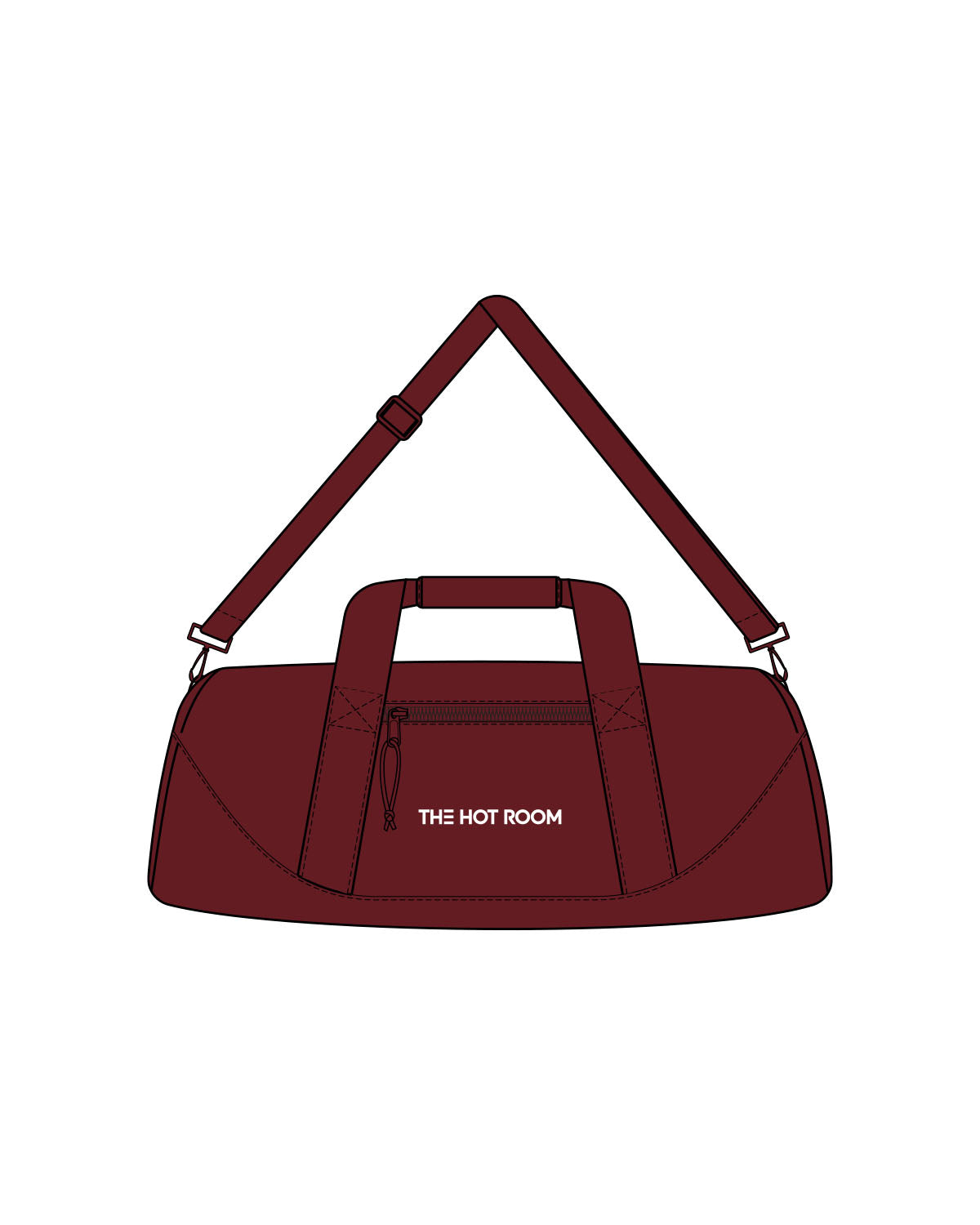 The Gym Duffel - Maroon - The Hot Room - Center - Embroidered - White