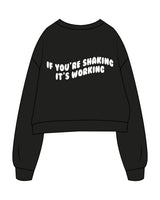 The Oversized Crop - Black - MegaBarre - Center Chest & Back Wavy "SHAKING" - Printed - Full Color