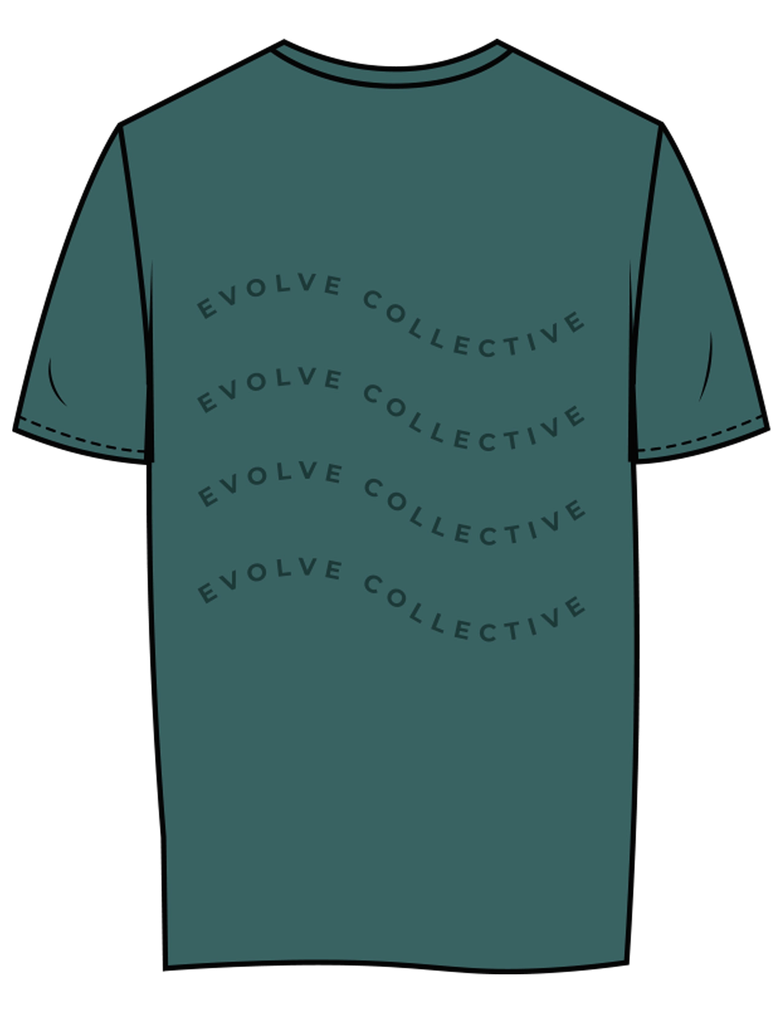 The Womens Tee - Jade - Evolve Collective - Left Chest & Back Stacked Wavy - Printed - Tone on Tone