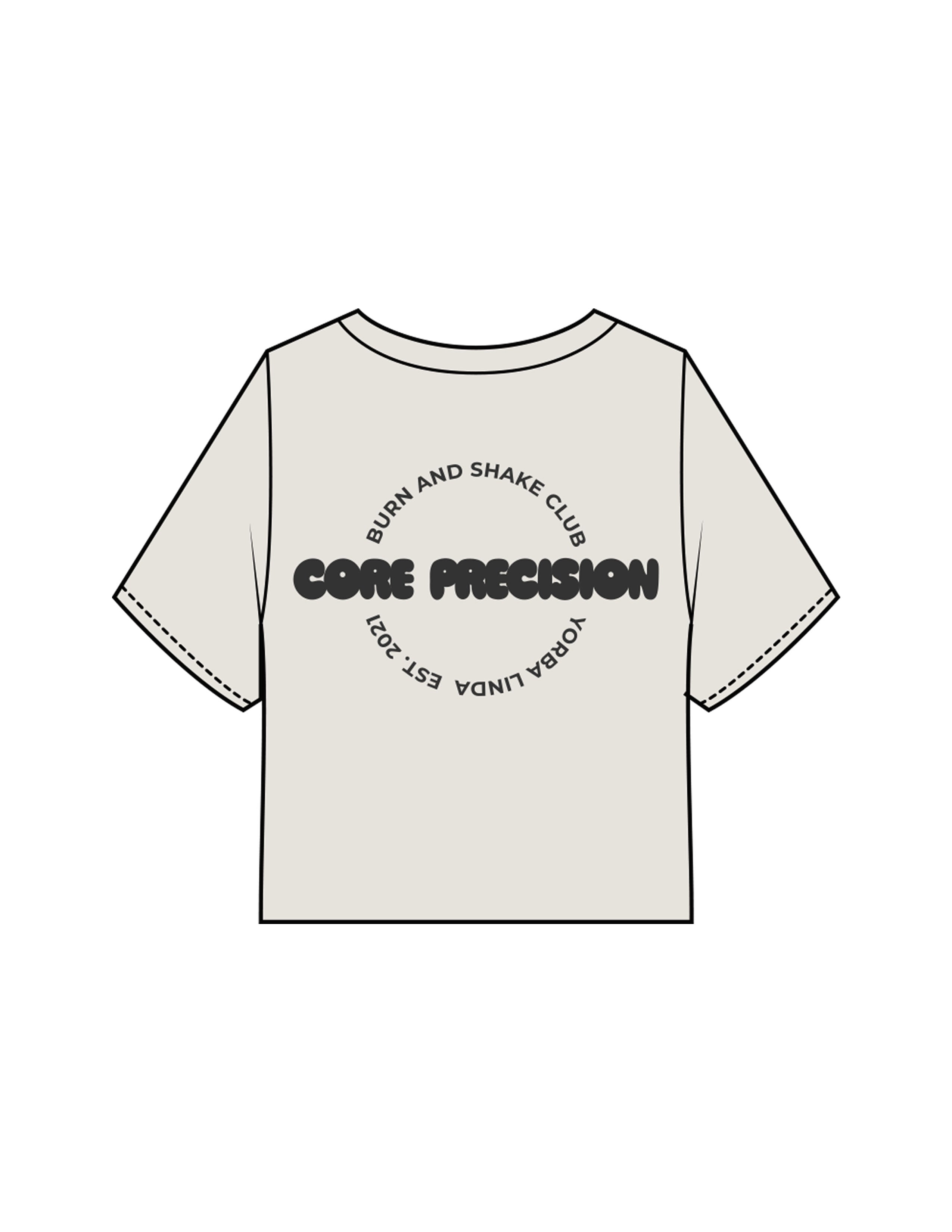 The Heavyweight Crop Tee - Washed Bone - Core Precision - Left Chest & Center Back - Printed - Washed Black