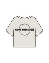 The Heavyweight Crop Tee - Washed Bone - Core Precision - Left Chest & Center Back - Printed - Washed Black