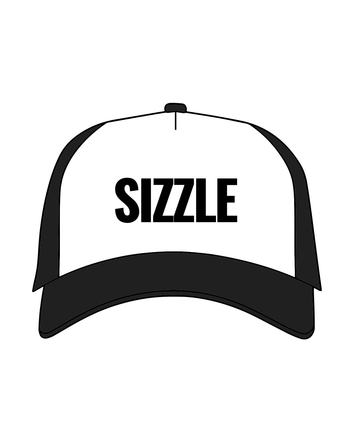The Foam Trucker - Black / White - Sizzle - Front Center - Black