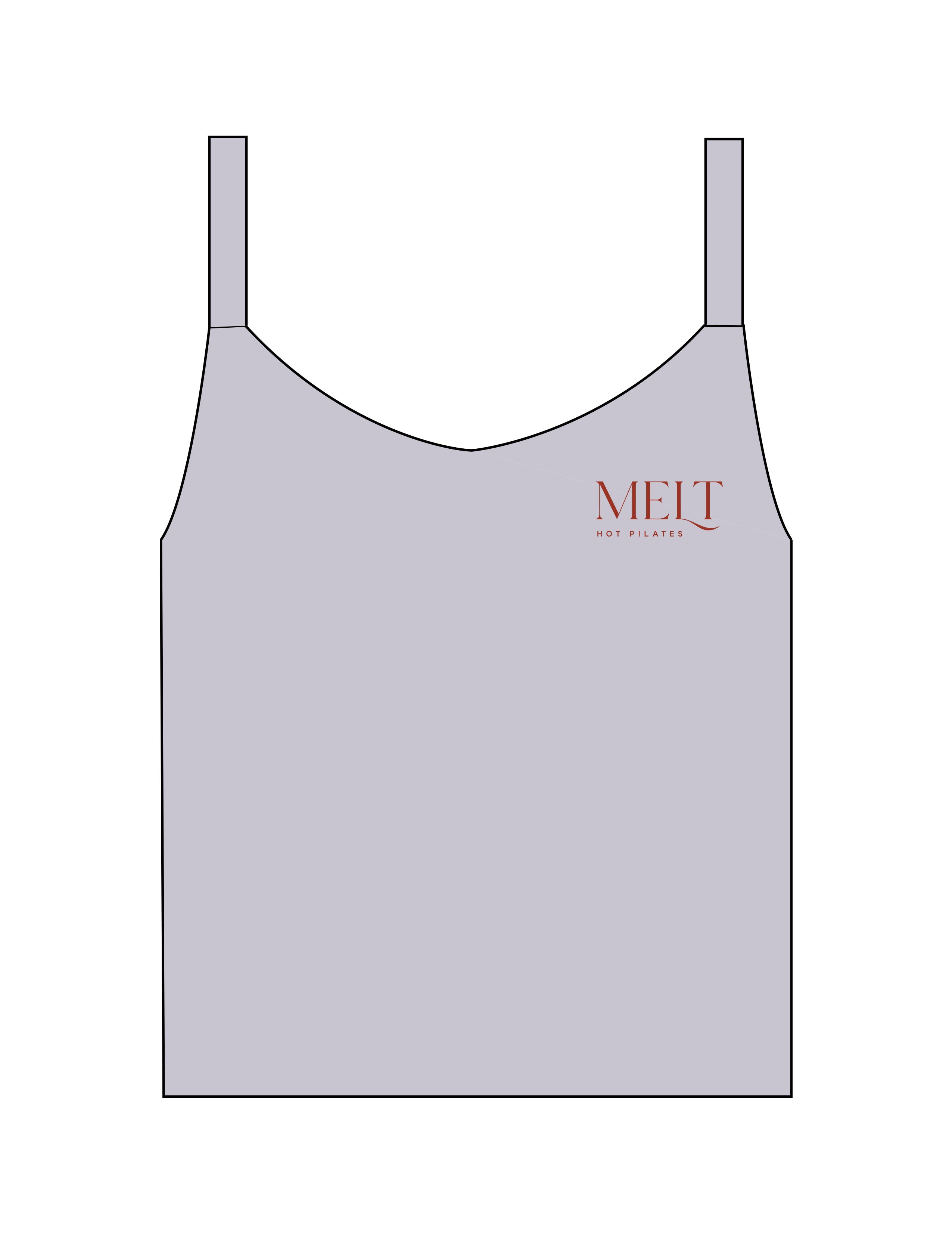 The Micro Rib Strappy Crop Tank - Heather - Melt Hot Pilates - Left Chest Stacked - Printed - Maroon