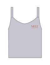 The Micro Rib Strappy Crop Tank - Heather - Melt Hot Pilates - Left Chest Stacked - Printed - Maroon