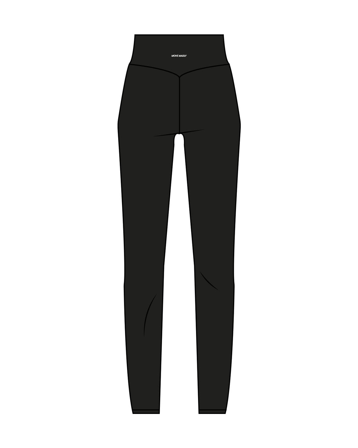 The Basic Legging - Black - Move Madly - Center Back - Printed - White