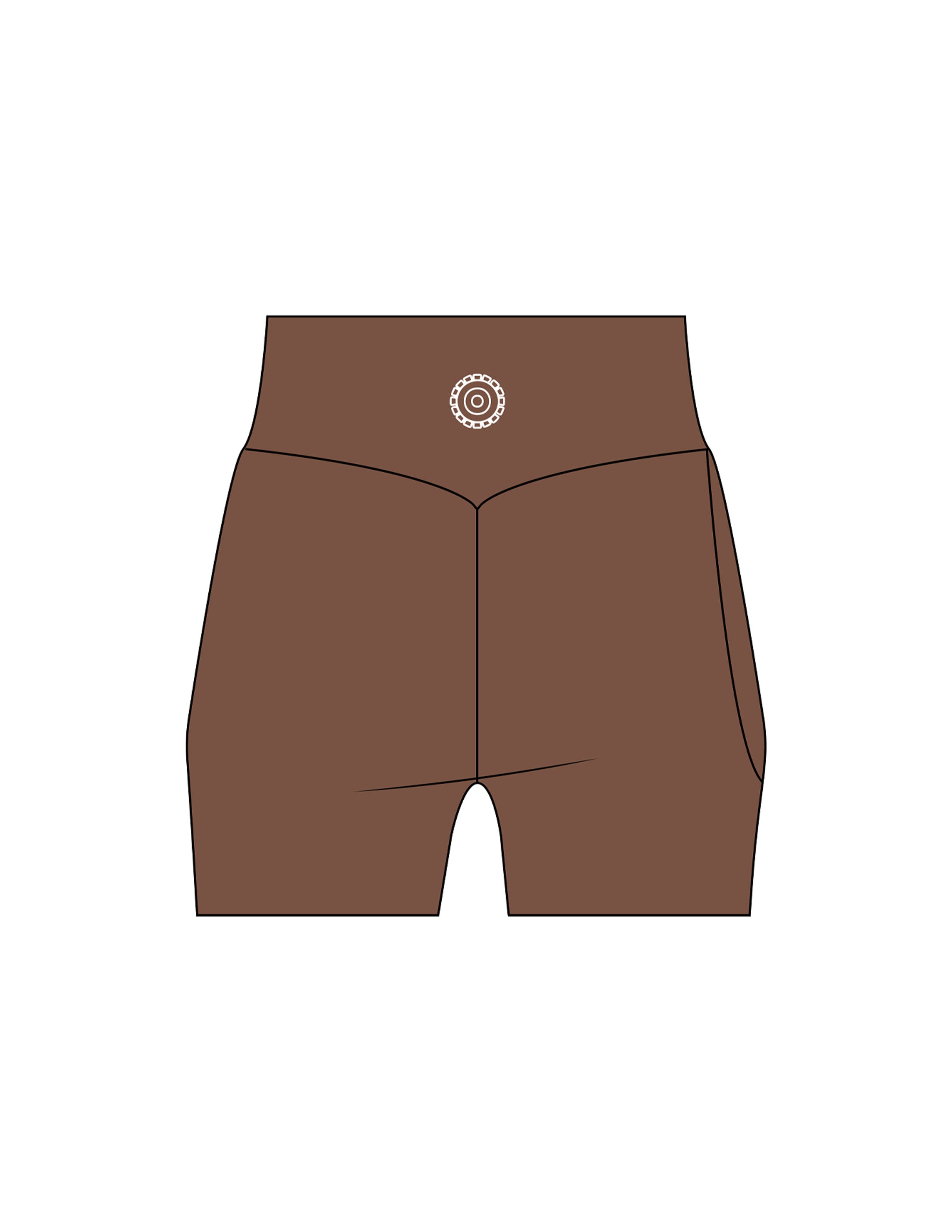 The Womens Sporty Pocket Short - Brown - Bodicore - Back Waistline - Printed - White