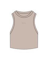 The Ribbed Crop Tank - Bone - Lume - Center - Embroidered - Tone on Tone