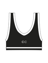 The Piped Bra - Black - Core Collective - Center Back "C|C" - Printed - White