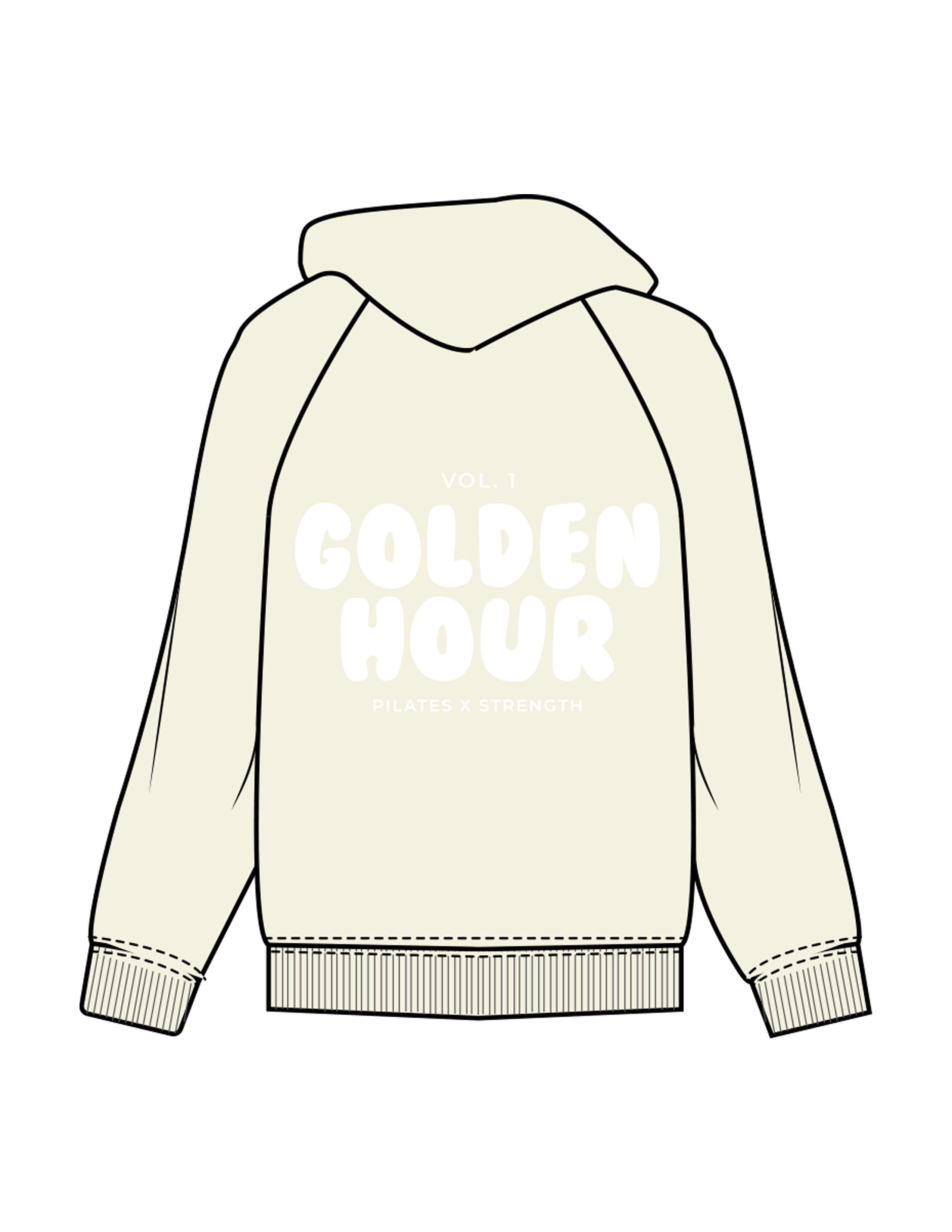 The Womens Hoodie - Butter - Golden Hour - Left Chest Stacked & Back Stacked - Printed - White