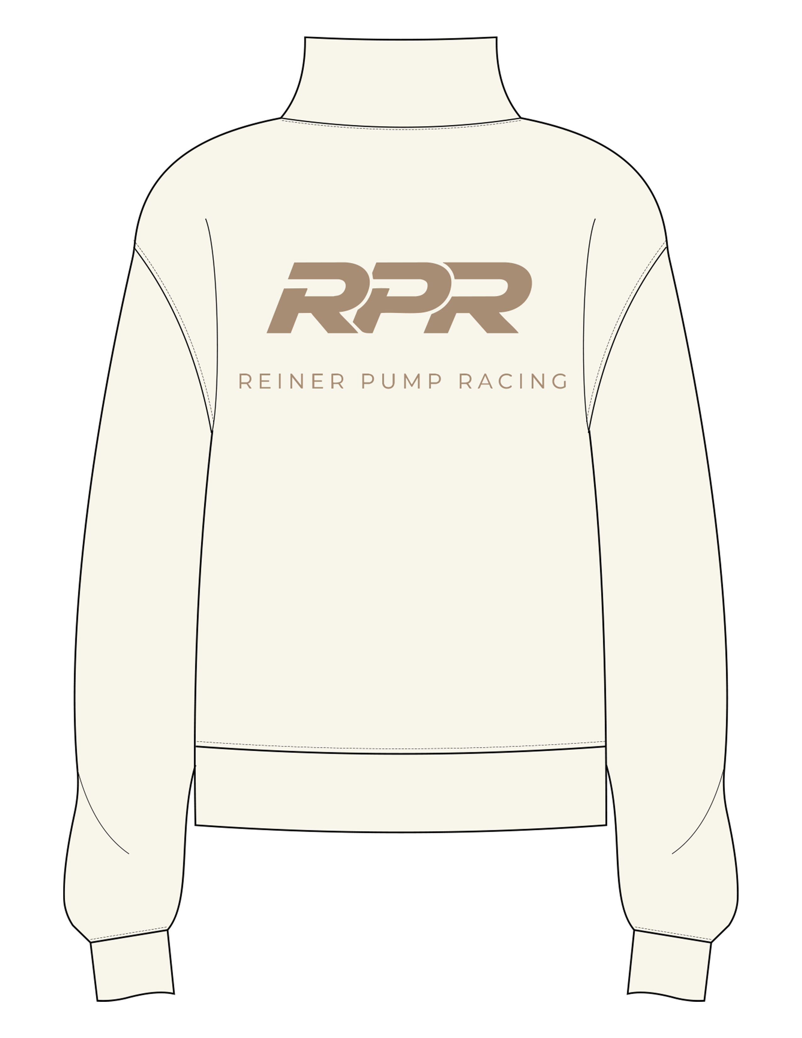 The Womens 1/4 Zip - Off White - Reiner Pump Systems - Left Chest & Back Stacked - Printed - Sand