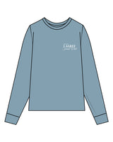 The Unisex Midweight Long Sleeve - Ice Blue - Megafit House - Left Chest - Printed - White