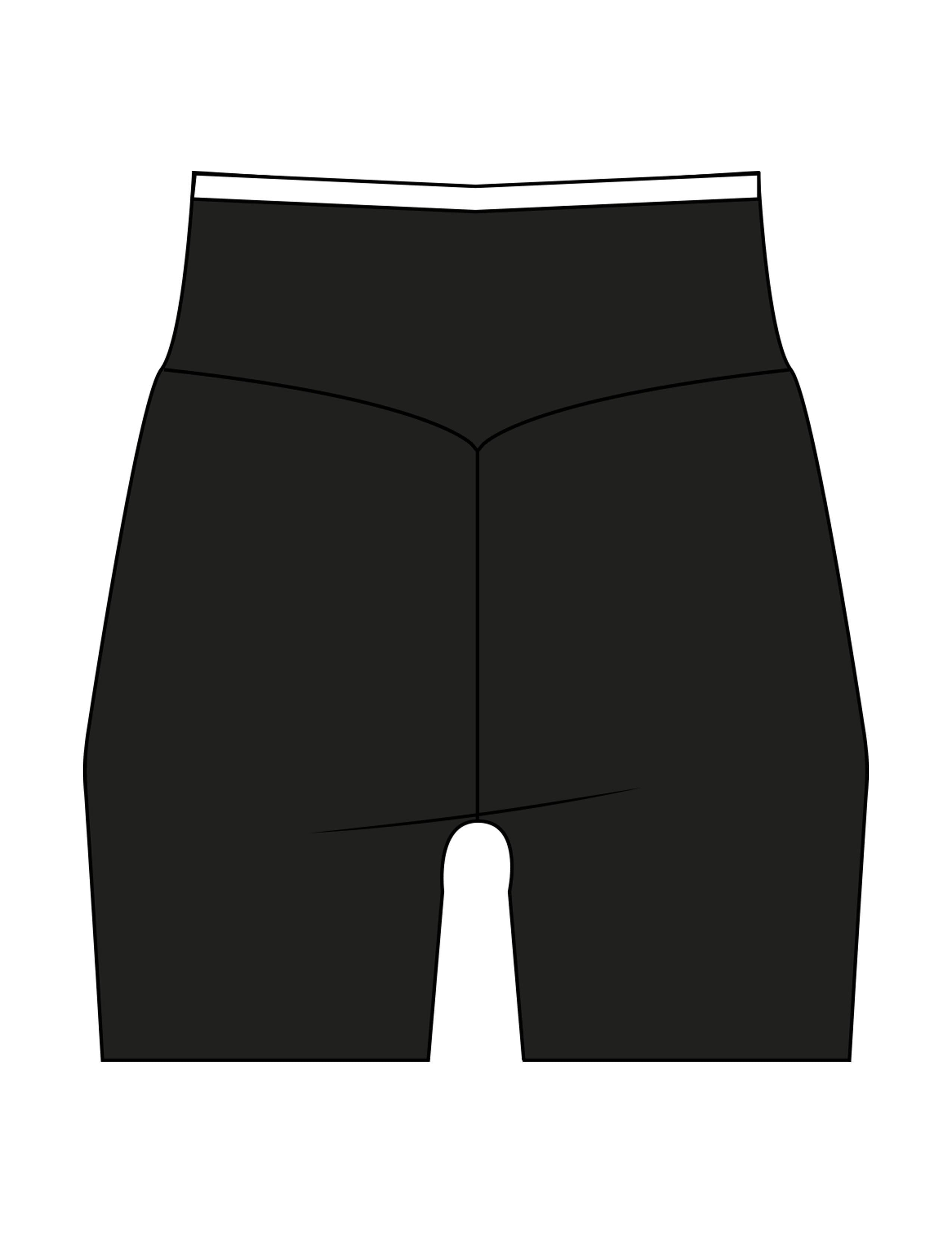 The Piped Crossover Short - Black - SOUL YOGA - Left Leg - Printed - White