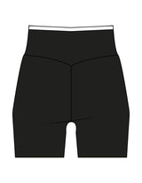 The Piped Crossover Short - Black - SOUL YOGA - Left Leg - Printed - White