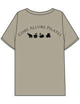 The Mens Boxy Tee - Mushroom - Core Allure Pilates - Left Chest Arc Stacked & Back Arc Stacked - Printed - Black