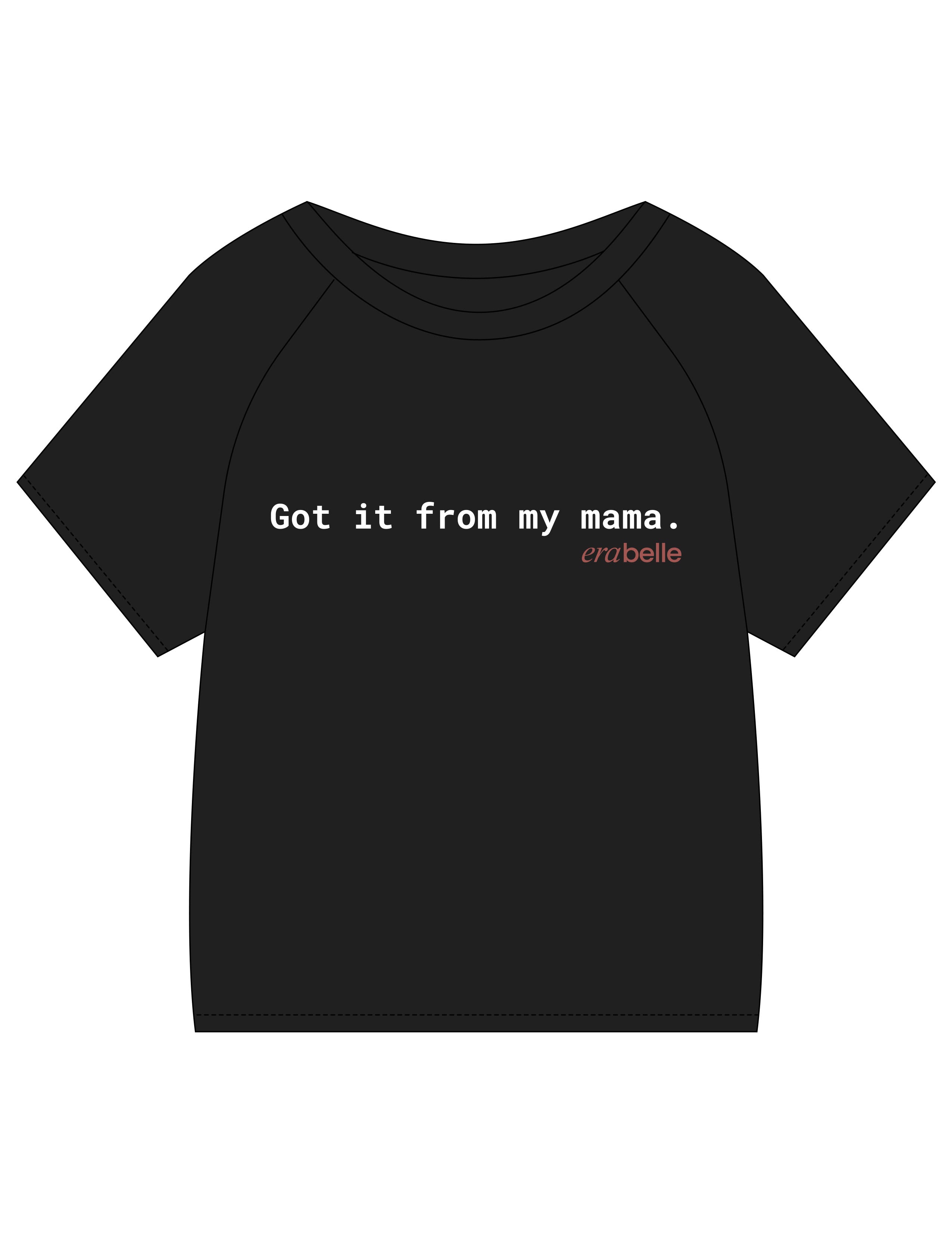 The Kids Tee - Black - Erabelle - Center Chest Stacked - Printed - White