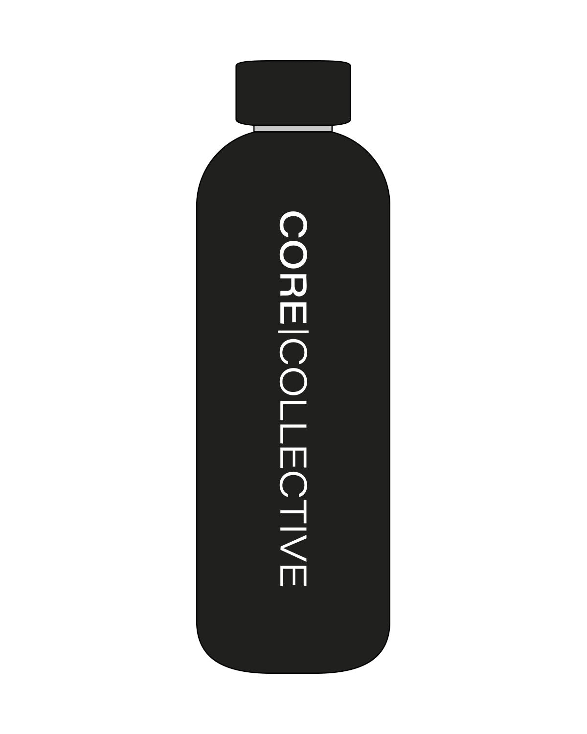 The Water Bottle - Black - Core Collective - Center Body - Printed - White