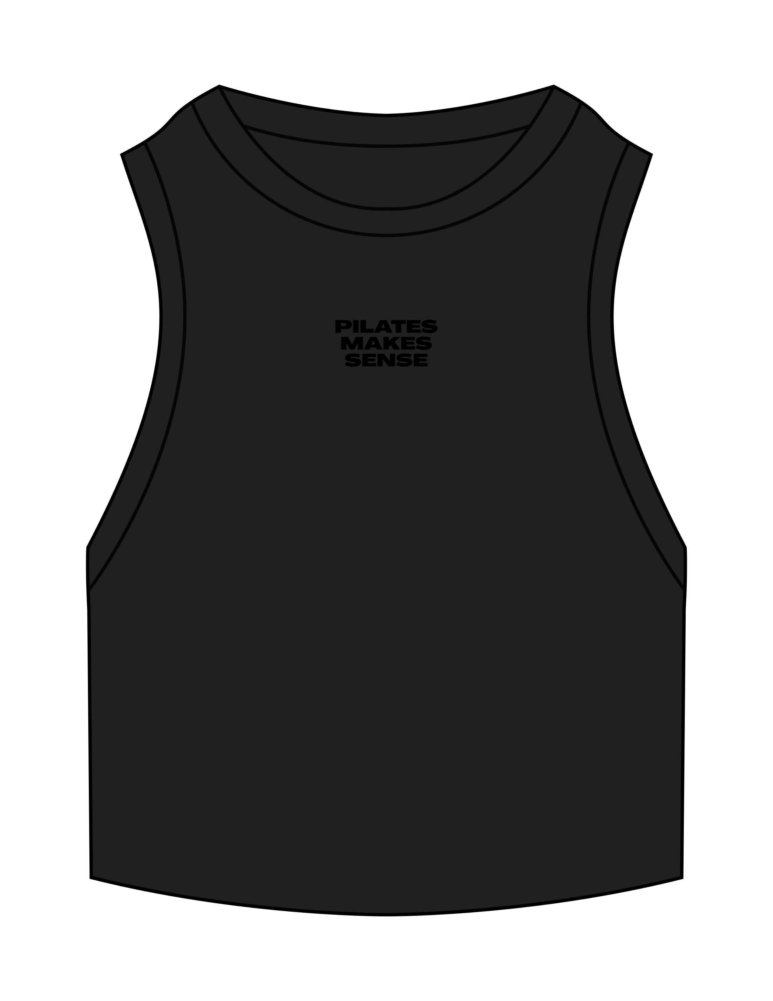 The Ribbed Crop Tank - Black - Sense Pilates - Center Chest Stacked - Embroidered - Black