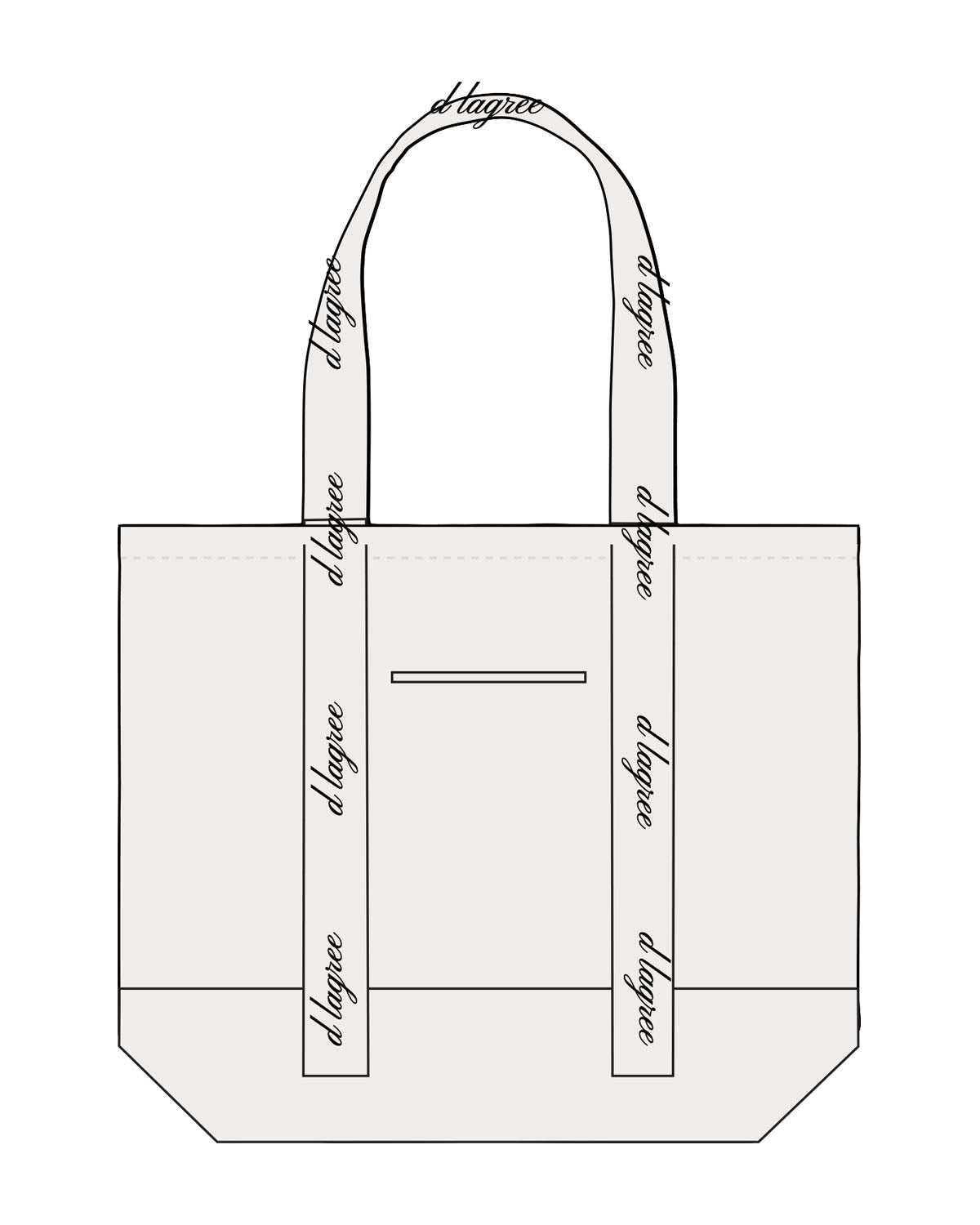 The Logo Strap Tote - Natural - D Lagree - Handle Strap Script - Printed - Black