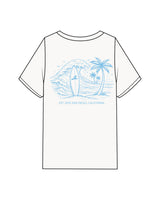 The Mens Heavyweight Tee - Washed Off White - JL Marketing - Left Chest Stacked - Back Center - Printed - Light Blue