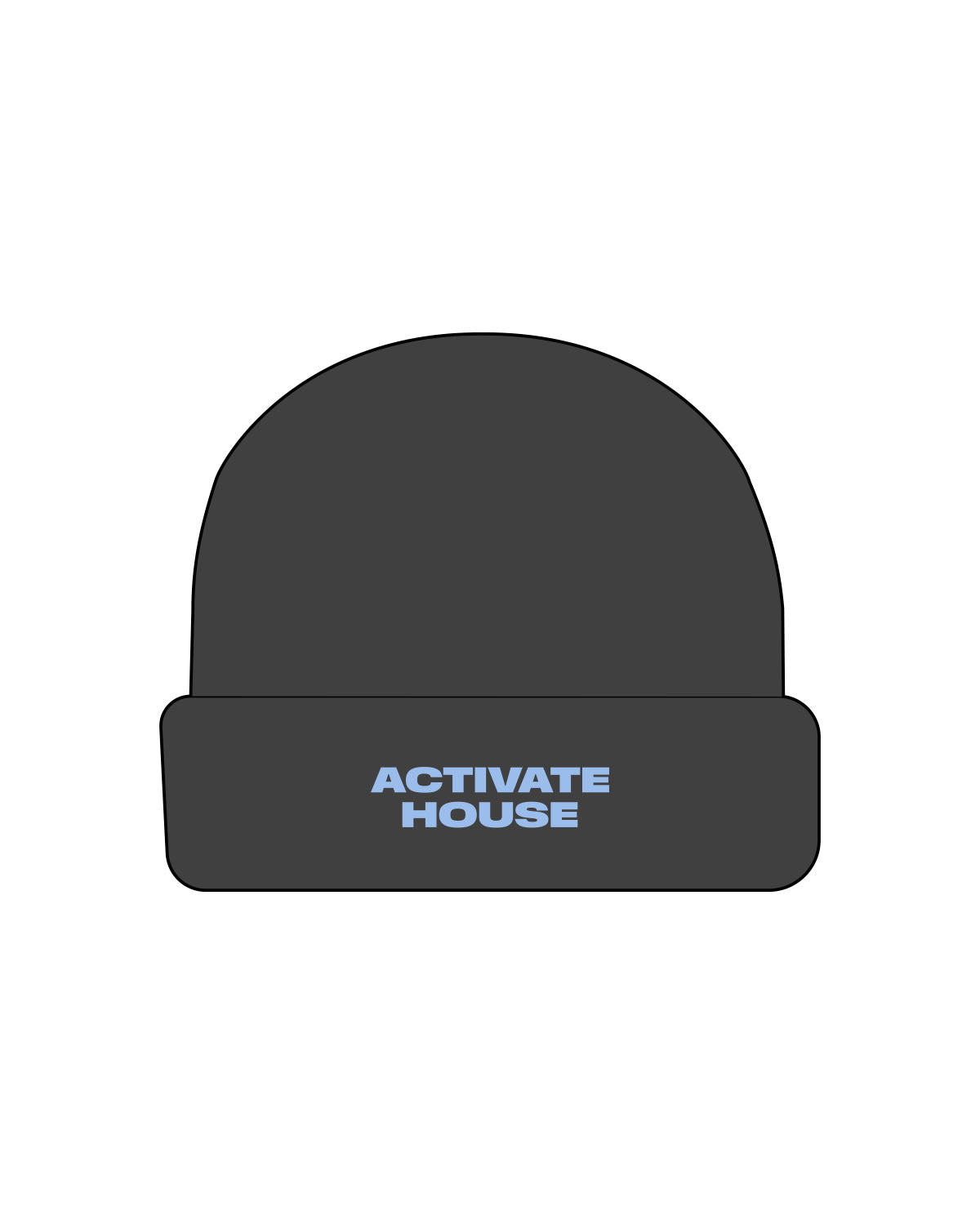 The Cable Knit Beanie - Coal - Activate House - Center Brim Stacked - Embroidered - Blue