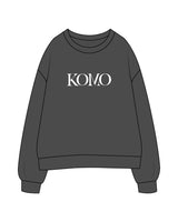 The Womens Crewneck - Washed Black - Komo Studio - Sample - Center Chest - White
