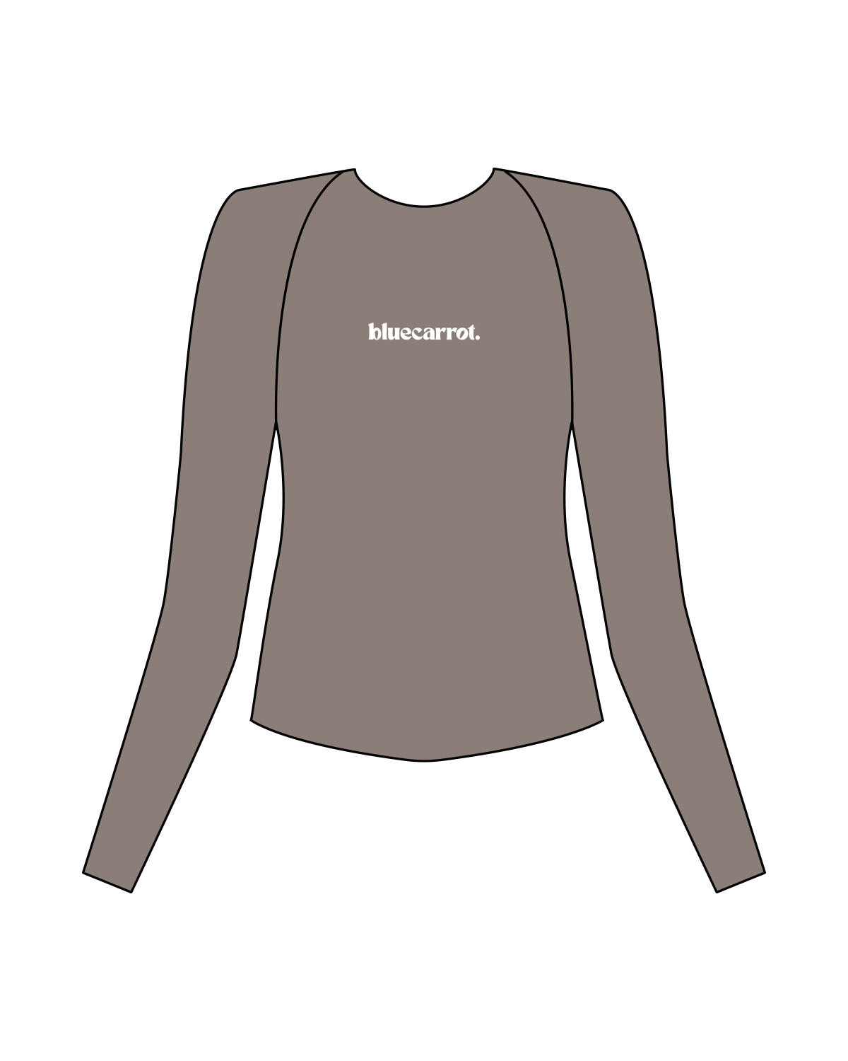 The Womens Sporty Long Sleeve - Grey - BlueCarrot - Center Chest - Printed - White