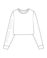 The Crop Long Sleeve - White - Core Ritual - Right Sleeve - 5 Up From The Cuff Seam - Washed Bone