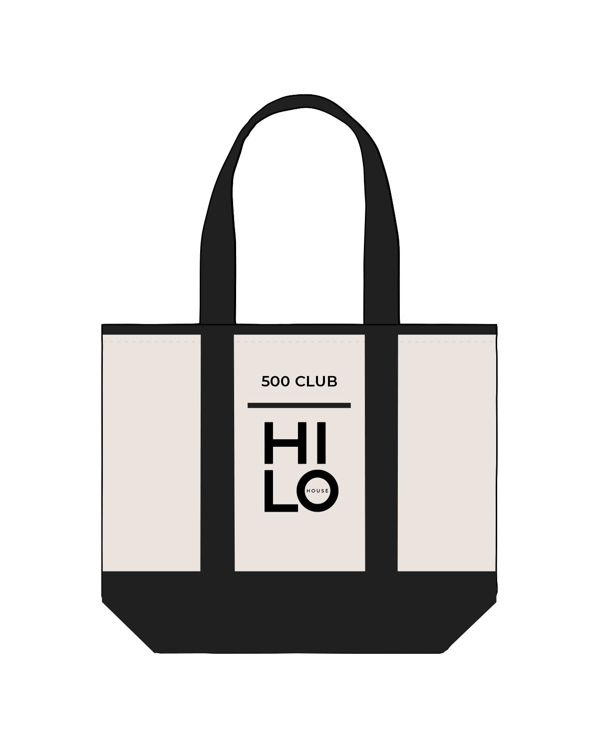 The Contrast Tote Bag - Natural / Black - HiLo - Front Stacked - Printed - Black
