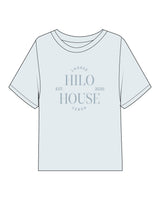 The Midweight Crop Tee - Light Blue - HiLo - Center Chest Stacked - Printed - Tone on Tone