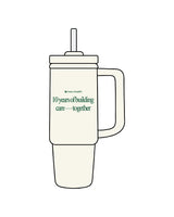 The Tumbler Cup - Off White - Meru Health - Center Body Stacked - Printed - Green