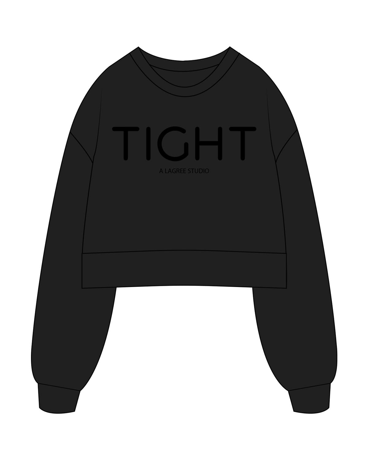 The Womens Heavyweight Crop - Black - Tight Dallas - Center Chest Stacked - Printed - Tone on Tone