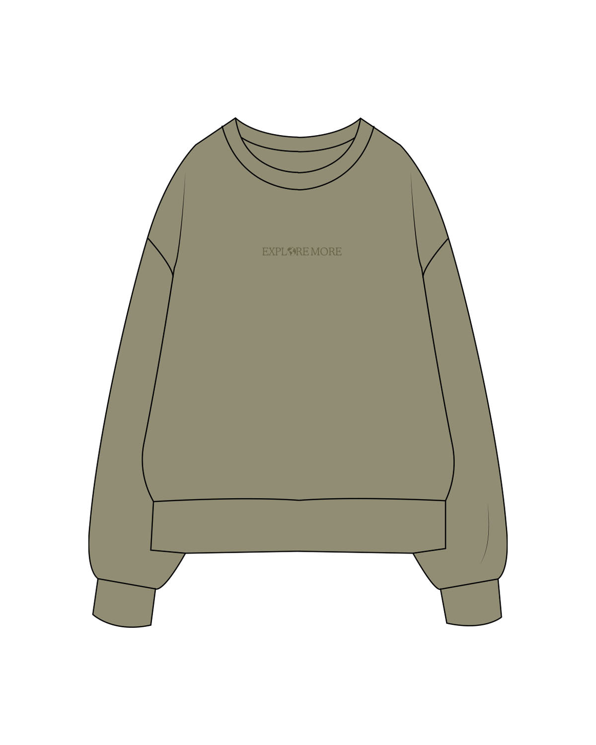 The Womens Heavyweight Crewneck - Eucalyptus - Explore More - Center Chest Logo - Embroidered - Tone on Tone