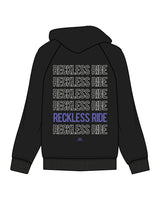 The Mens Hoodie - Black - Reckless Ride - Left Chest & Center Back Stacked - Full Color / Purple #6460ab