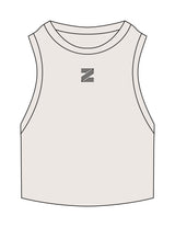 The Ribbed Crop Tank - Bone - Z Studios - Center Chest "Z" - Embroidered - Black