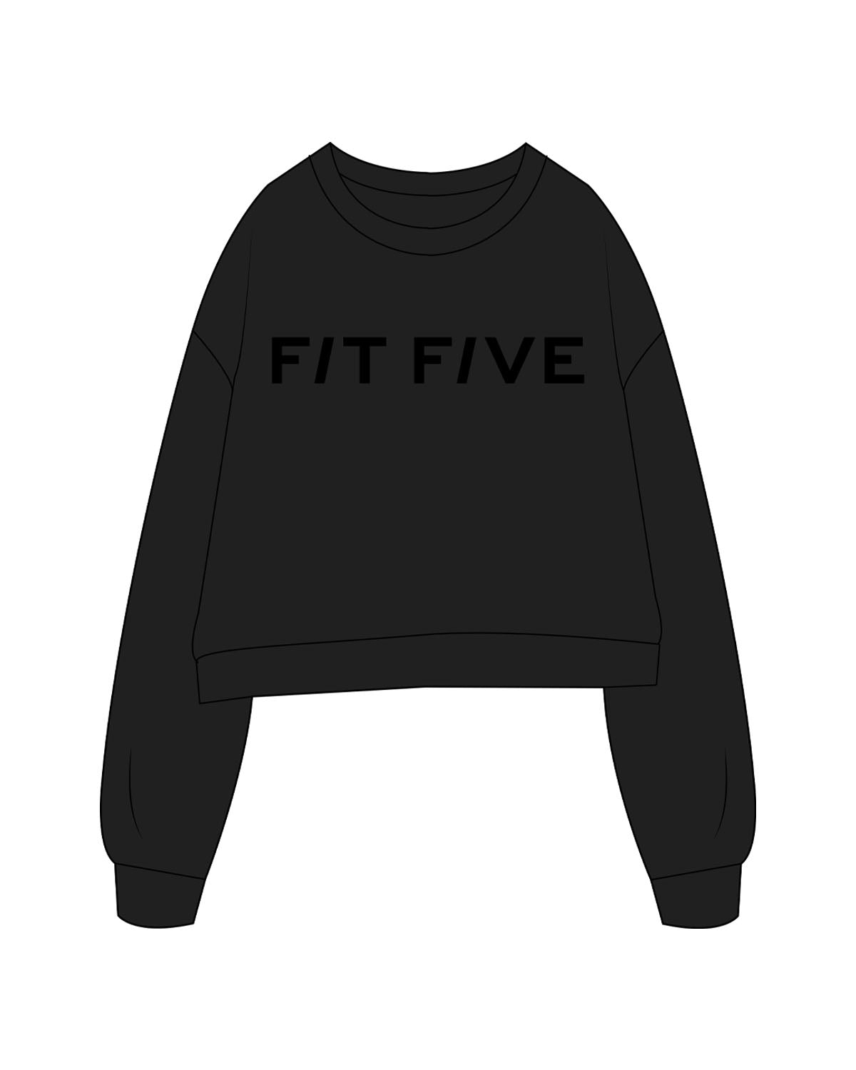 The Studio Crop - Black - Fit 5 - Center Chest - Printed - Tone on Tone