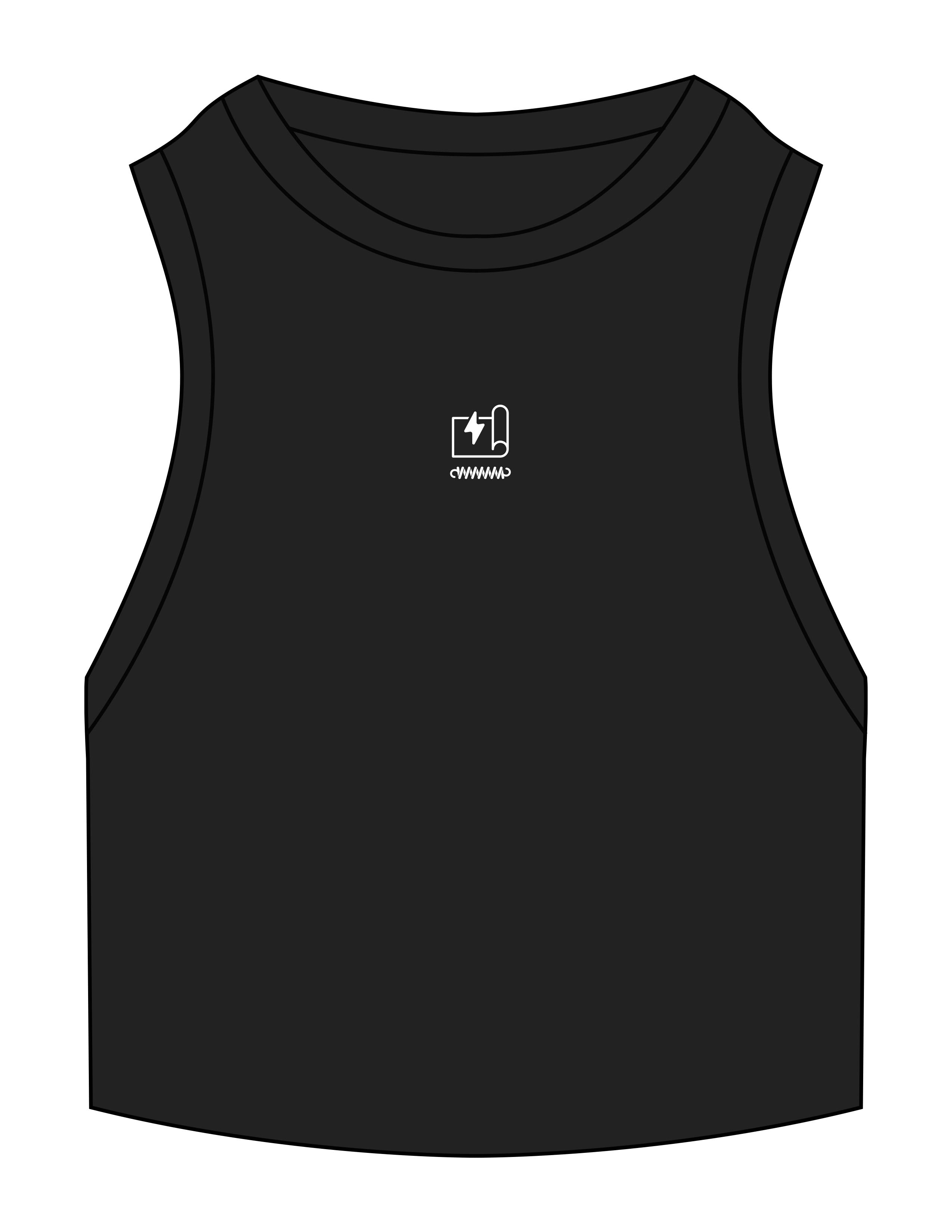 The Ribbed Crop Tank - Black - LHTX Fitness - Center Chest - EMB - White