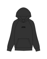 The Womens Hoodie - Washed Black - NSpiers - Center Chest Stacked- Printed - Black