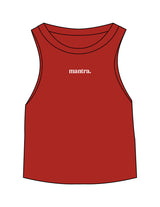 The Micro Rib Racer Crop - Red - Mantra - Center Chest - Printed - White
