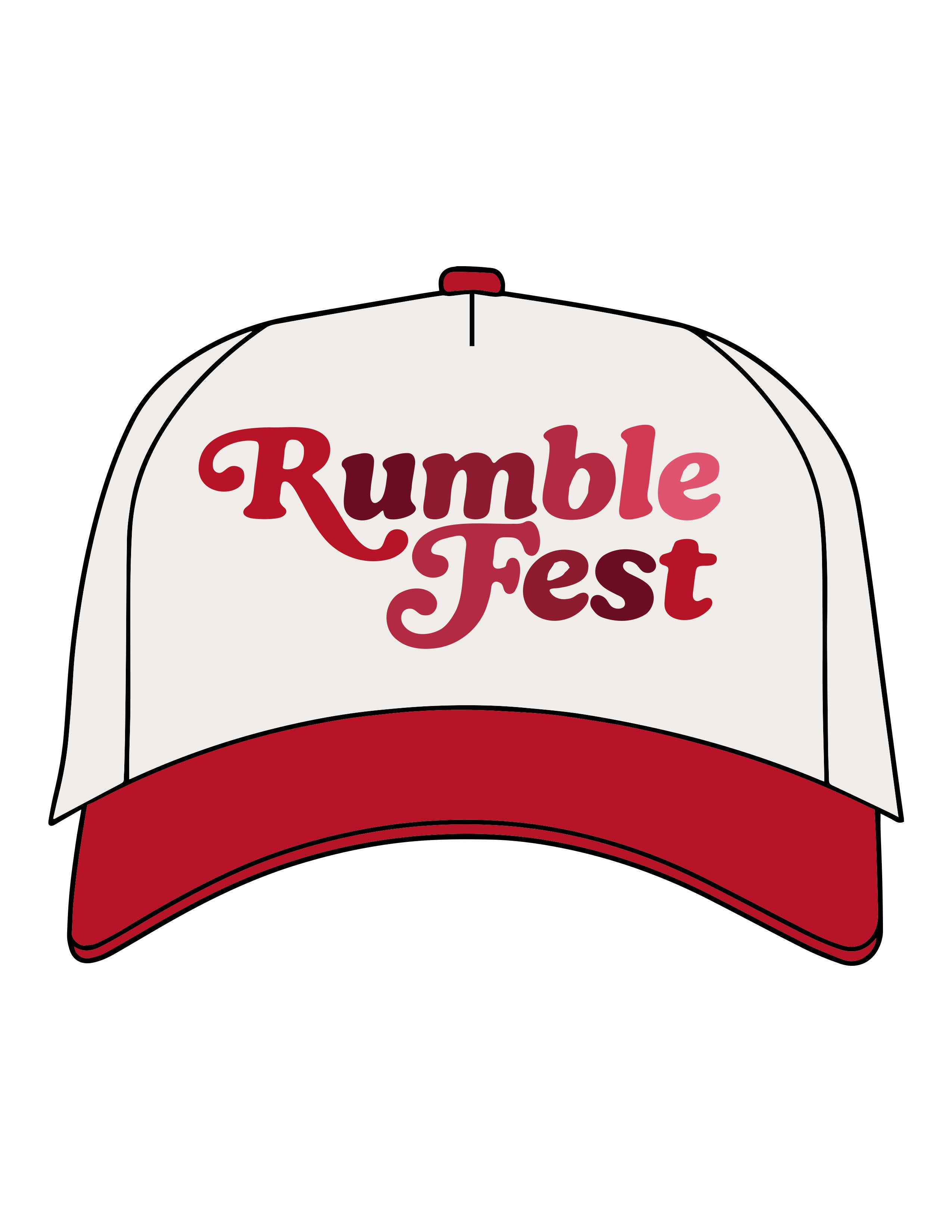 The Canvas Cap - Natural / Cardinal - Rumble - Center Crown Stacked "RUMBLE FEST" - Embroidered - Full Color