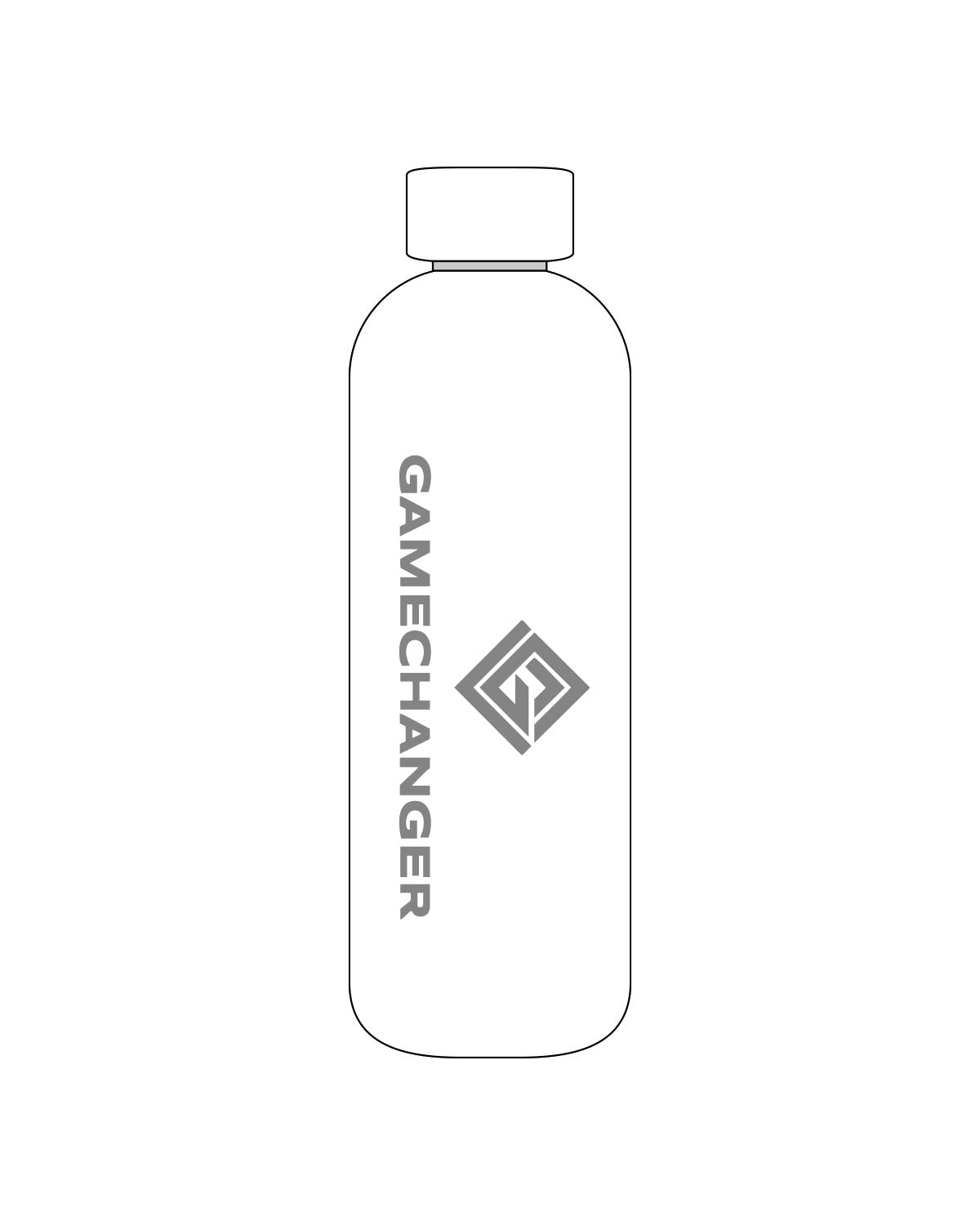 The Water Bottle - White - Game Changer - Center Body Vertical - Printed - Gray