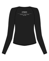 The Womens Sporty Long Sleeve - Black - Krista - Left Chest & Back Stacked - "Strong Look" - Printed - White